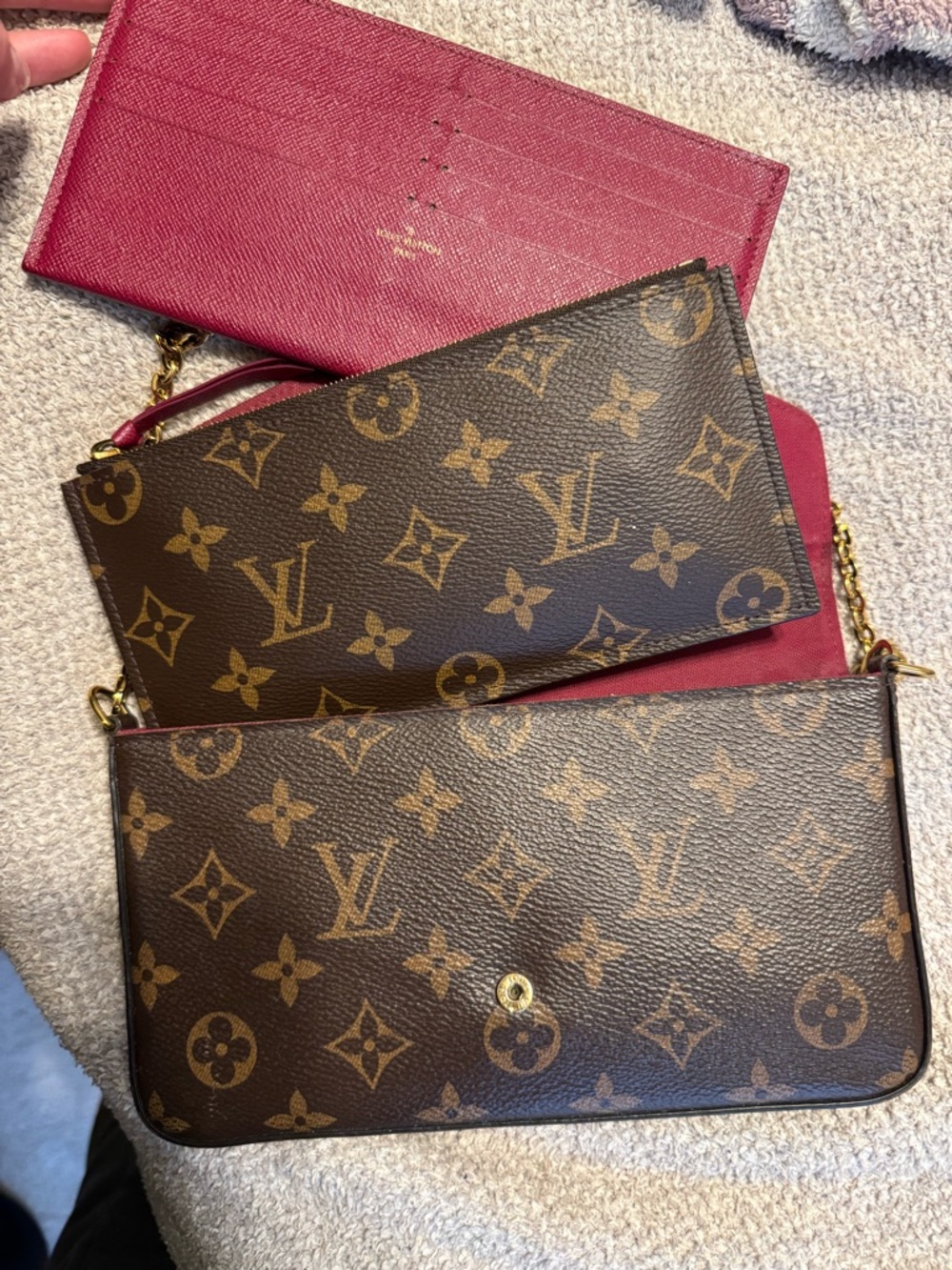 Louis Vuitton Brown Monogram Crossbody Wallet with Gold Chain - Picture 5 of 6